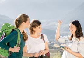 Three women on a hike